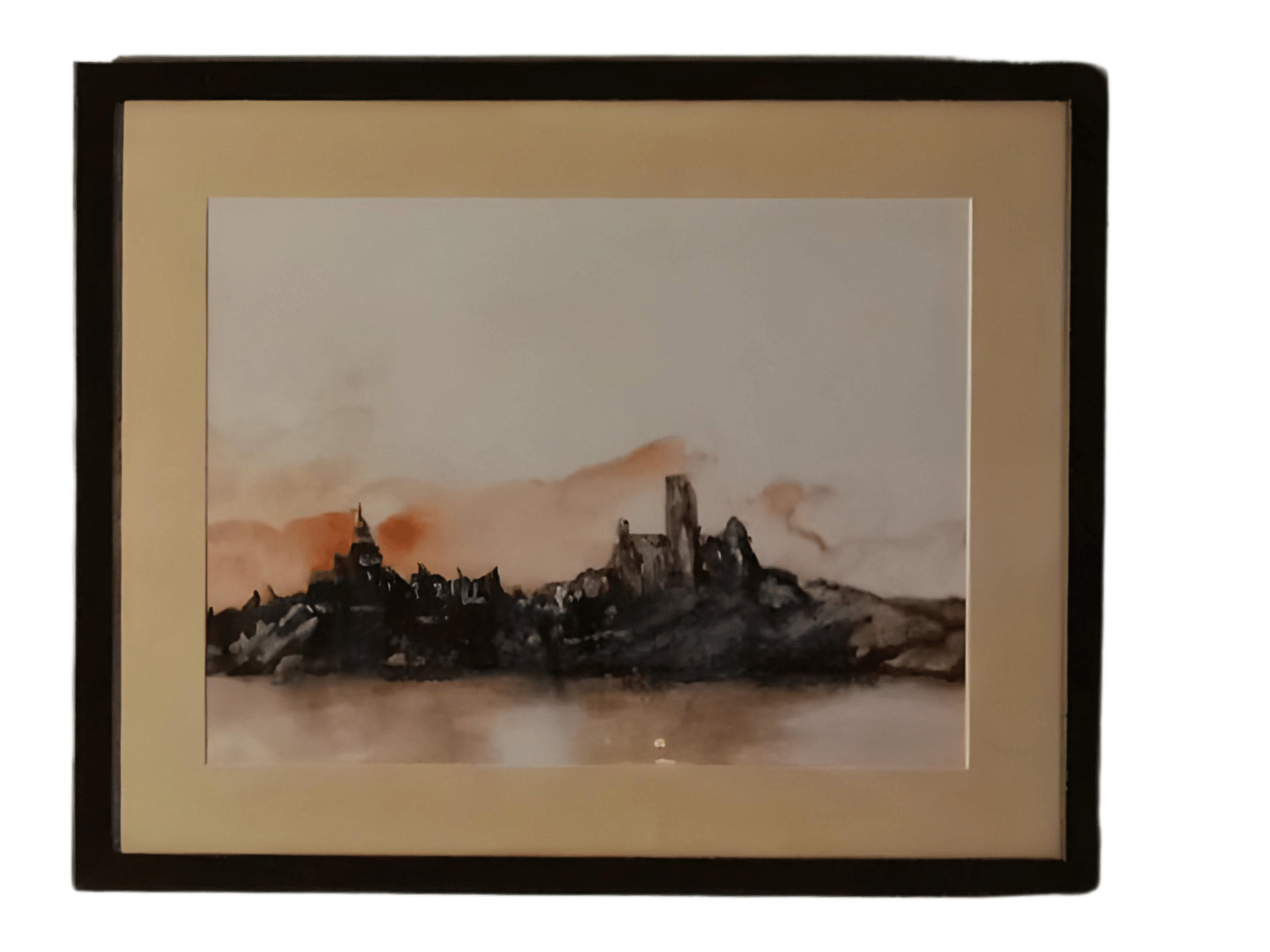 Aquarelle représentant un village de l’Anjou.
