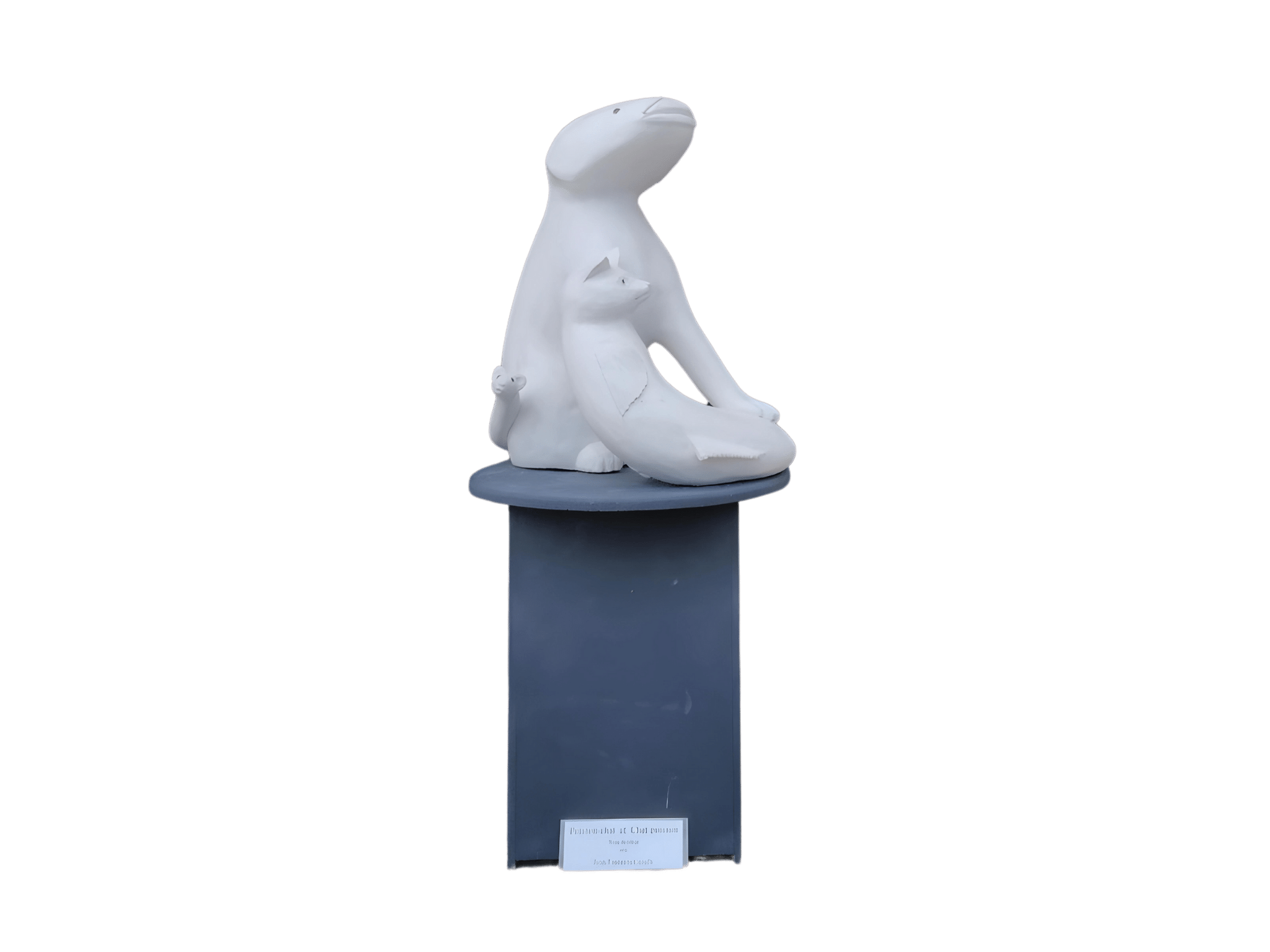 sculpture bois peinte en blanc représentant un chat poisson.