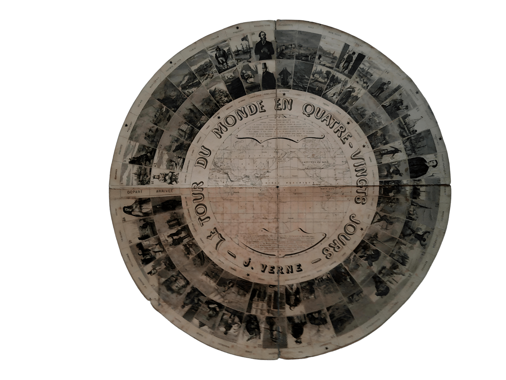 Jeu de l'oie sur le thème du tour du monde en 80 jours daté de 1880.